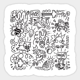 Doodle art Animal square Sticker